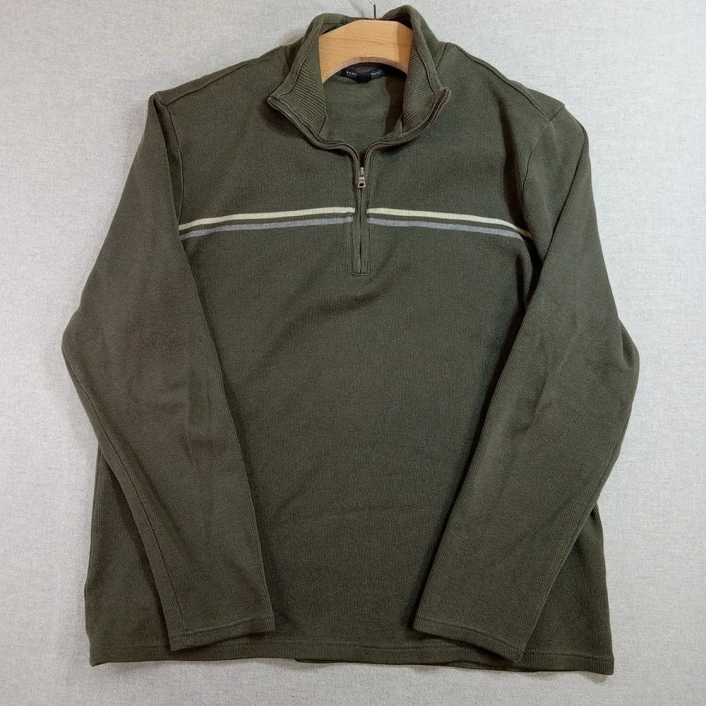 Banana Republic Mens XL Quarter Zip Pullover Sweater VTG Y2K Preppy Casual